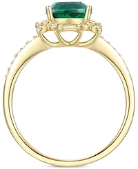 Amethyst (1-1/3 ct. t.w.) & Lab-Grown White Sapphire (1/4 Halo Ring 14k Gold-Plated Sterling Silver (Also Additional Gemstones)