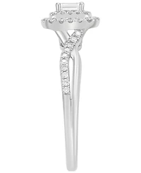 Diamond Emerald-Cut Double Halo Engagement Ring (1/2 ct. t.w.) in 14k White Gold
