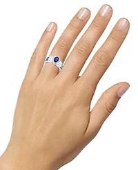 Lab-Grown Emerald (7/8 ct. t.w.) & White Sapphire (1/3 Statement Ring 14k Gold-Plated Sterling Silver (Also Additional Gemst