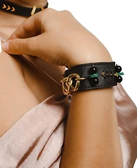 Nectar Nectar New York 18k Gold-Plated Gemstone Faux Leather Wrap Bracelet