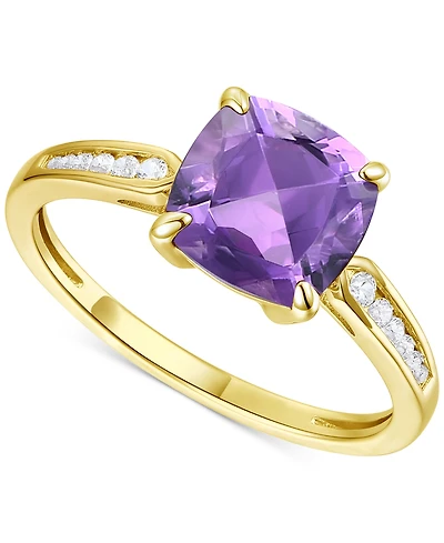 Amethyst (1-7/8 ct. t.w.) & Lab-Grown White Sapphire (1/10 Cushion Ring 14k Gold-Plated Sterling Silver (Also Additional Gemstones)