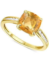 Amethyst (1-7/8 ct. t.w.) & Lab-Grown White Sapphire (1/10 Cushion Ring 14k Gold-Plated Sterling Silver (Also Additional Gemstones)