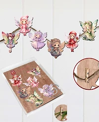 Designocracy Holiday Wooden Clip-On Ornaments Colorful Fairies Set of 6 G. DeBrekht