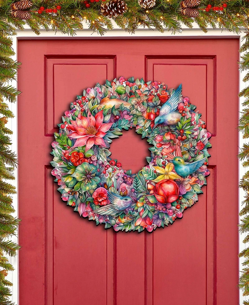 Designocracy Holiday Wooden Door Decor Wall Decor Summer Blooms Wreath G. DeBrekht