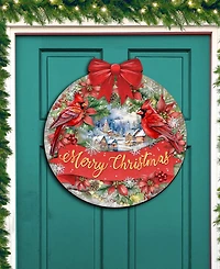 Designocracy Merry Christmas Wooden Door Decor Welcome Sign Hanging Decoration G. DeBrekht