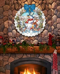 Designocracy Let it Snow Christmas Wooden Door Decor Hanging Decoration G. DeBrekht