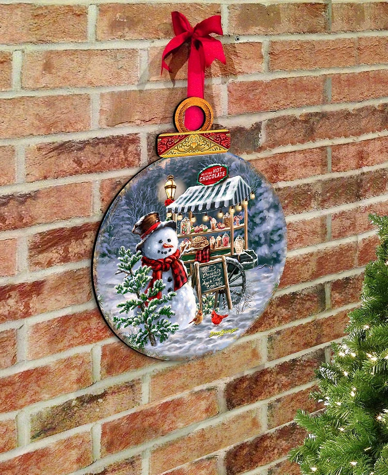 Designocracy Hot Chocolate Stand Christmas Door Decor Wooden Wall Decor D. Gelsinger