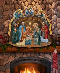 Designocracy Orthodox Nativity Scene Christmas Wooden Door Hanger Door Decor G. DeBrekht