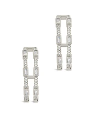 Sterling Forever Cubic Zirconia Neah Hoop Earrings