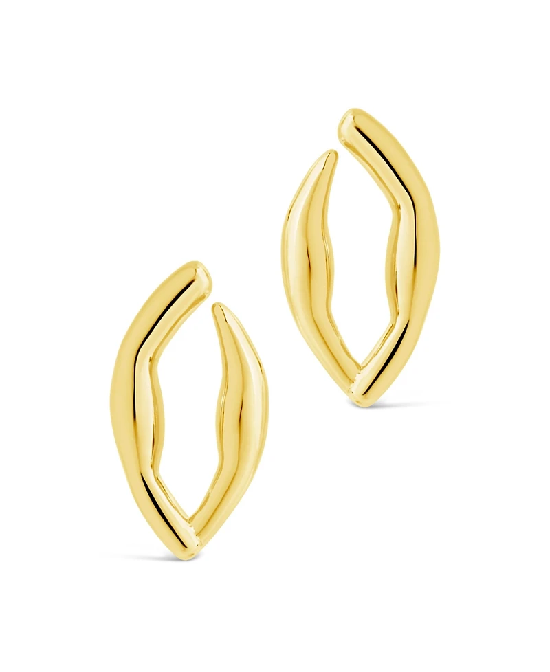 Sterling Forever 14K Gold Plated or Rhodium Oval Sharee Studs Earrings