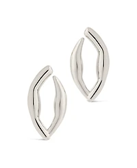 Sterling Forever 14K Gold Plated or Rhodium Plated Oval Sharee Studs Earrings