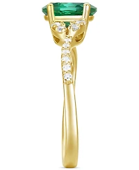 Lab-Grown Emerald (1 ct. t.w.) & Lab-Grown White Sapphire (1/4 ct. t.w.) Ring in 14k Gold-Plated Sterling Silver
