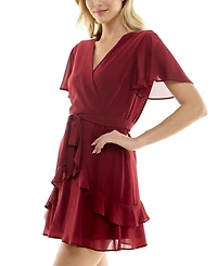 As U Wish Juniors' Chiffon Tie-Waist Dress