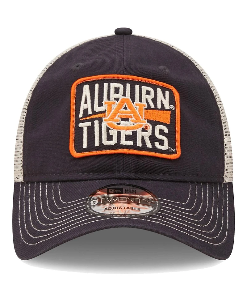Men's New Era Navy, Natural Auburn Tigers Devoted 9TWENTY Adjustable Hat