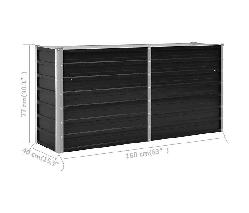 Garden Raised Bed Anthracite 63"x15.7"x30.3" Galvanized Steel
