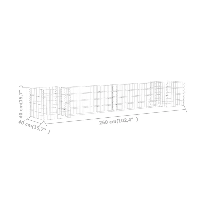 H-Shaped Gabion Planter Steel Wire 102.4"x15.7"x15.7"