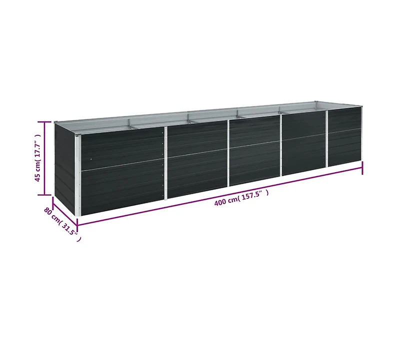 Garden Raised Bed Galvanized Steel 157.5"x31.5"x17.7" Anthracite