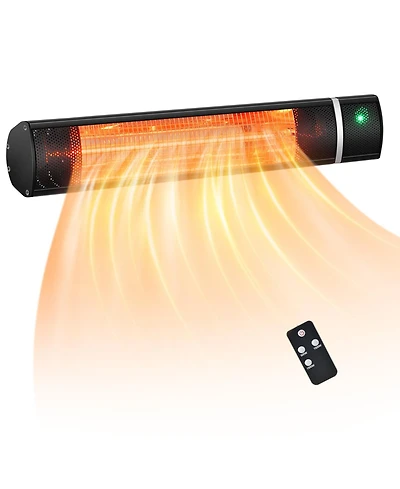 Wall-Mounted Patio Heater 750W/1500W Infrared Heater with 9-Level Adjustable 24H Timer