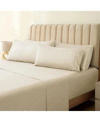 4PC Striped Silky Soft Cooling Deep Pocket Performance Sheet Set