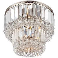 Vienna Full Spectrum Magnificence Modern Ceiling Light Flush Mount Fixture 10" Wide Brushed Satin Nickel 3-Light Led Crystal for Bedroom Living R