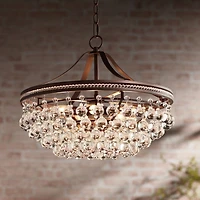 Vienna Full Spectrum Wohlfurst Bronze Pendant Chandelier 20 1/4" Wide Clear Crystal 5-Light Fixture for Dining Room House Foyer Kitchen Island Be