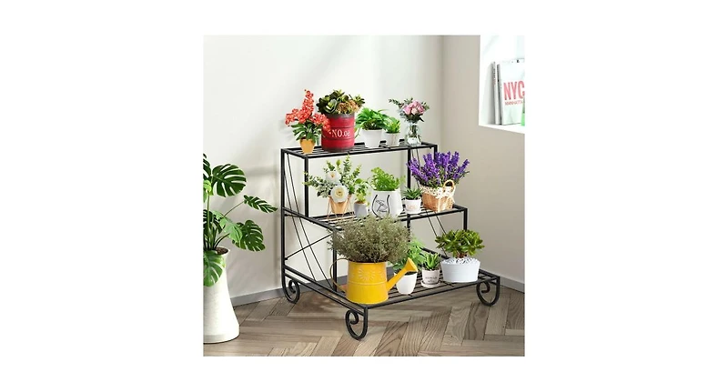3 Tier Outdoor Metal Garden Planter Holder Shelf