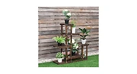 6-Tier Garden Wooden Plant Flower Stand Shelf for Multiple Plants Indoor or Outdoor