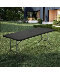 Sugift 6 ft Plastic Folding Table Portable Fold-in-Half Table for Outdoor