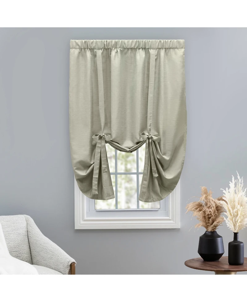 Ricardo Grasscloth Lined Rod Pocket Tie-Up Curtain Panel 54"W x 63"L