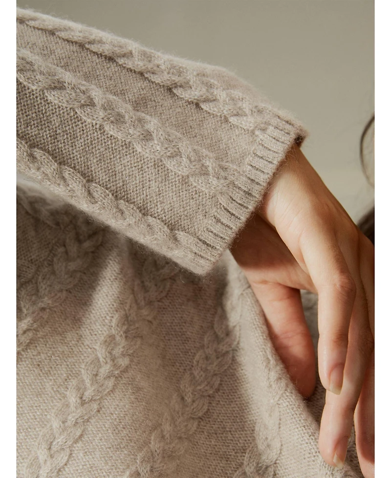 Lilysilk Women's Semi-Sheer Cashmere Cable-knit Sweater