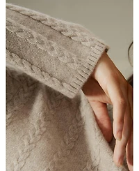 Lilysilk Women's Semi-Sheer Cashmere Cable-knit Sweater