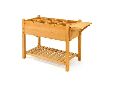 Elevated Planter Box Kit with 8 Grids and Folding Tabletop