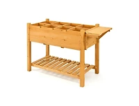 Elevated Planter Box Kit with 8 Grids and Folding Tabletop