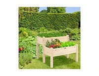 2 Tier Wooden Raised Garden Bed with Legs Drain Holes