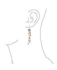 Bling Jewelry Waterfall Tassel Natural Stones Mixed Cluster Bead Accent Dangle Earrings Gold Plated Fish Hook