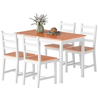 5pc Dining Table Chairs Set Solid Wood Kitchen Breakfast Dinette Furniture
