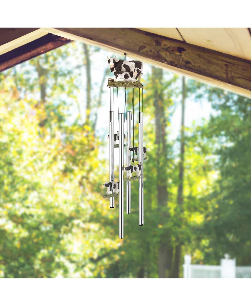Fc Design 23" Long Round Top Cow Wind Chime Home Decor Perfect Gift for House Warming, Holidays and Birthdays