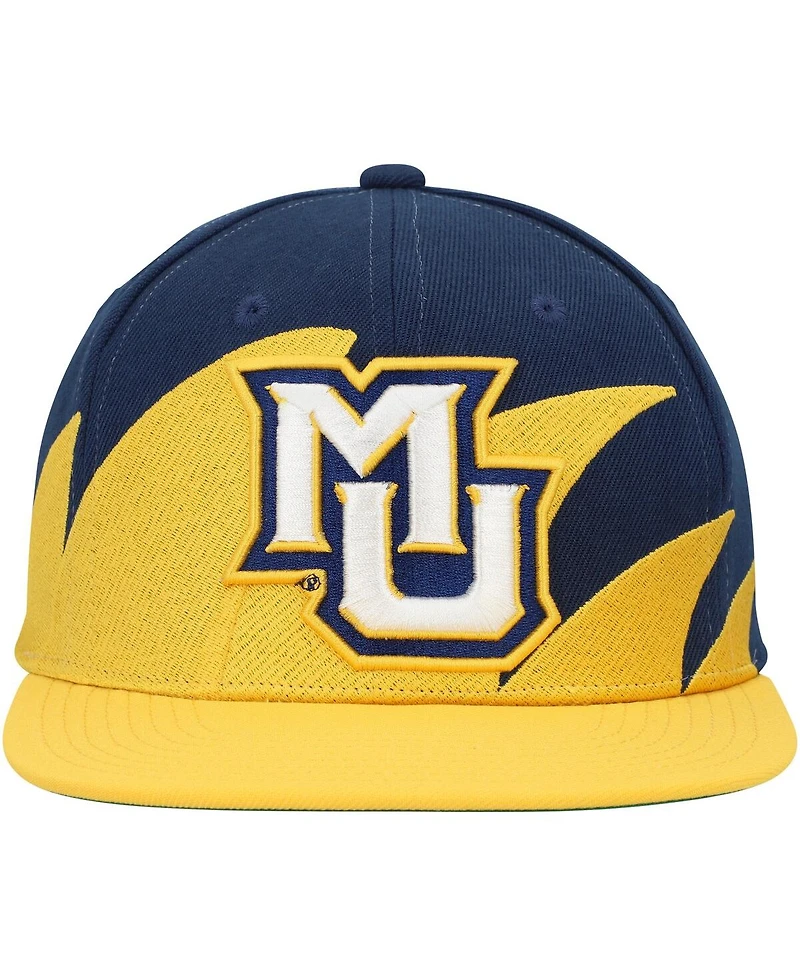 Men's Mitchell & Ness Gold, Navy Marquette Golden Eagles Sharktooth Snapback Hat