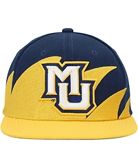 Men's Mitchell & Ness Gold, Navy Marquette Golden Eagles Sharktooth Snapback Hat