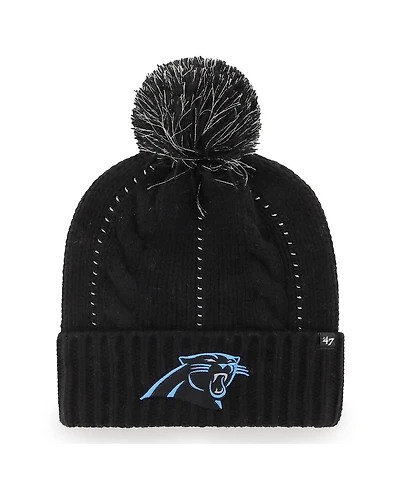 Women's '47 Brand Black Carolina Panthers Bauble Cuffed Knit Hat with Pom