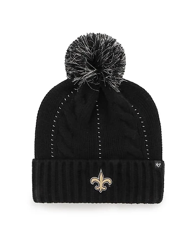 Women's '47 Brand Black New Orleans Saints Bauble Cuffed Knit Hat with Pom