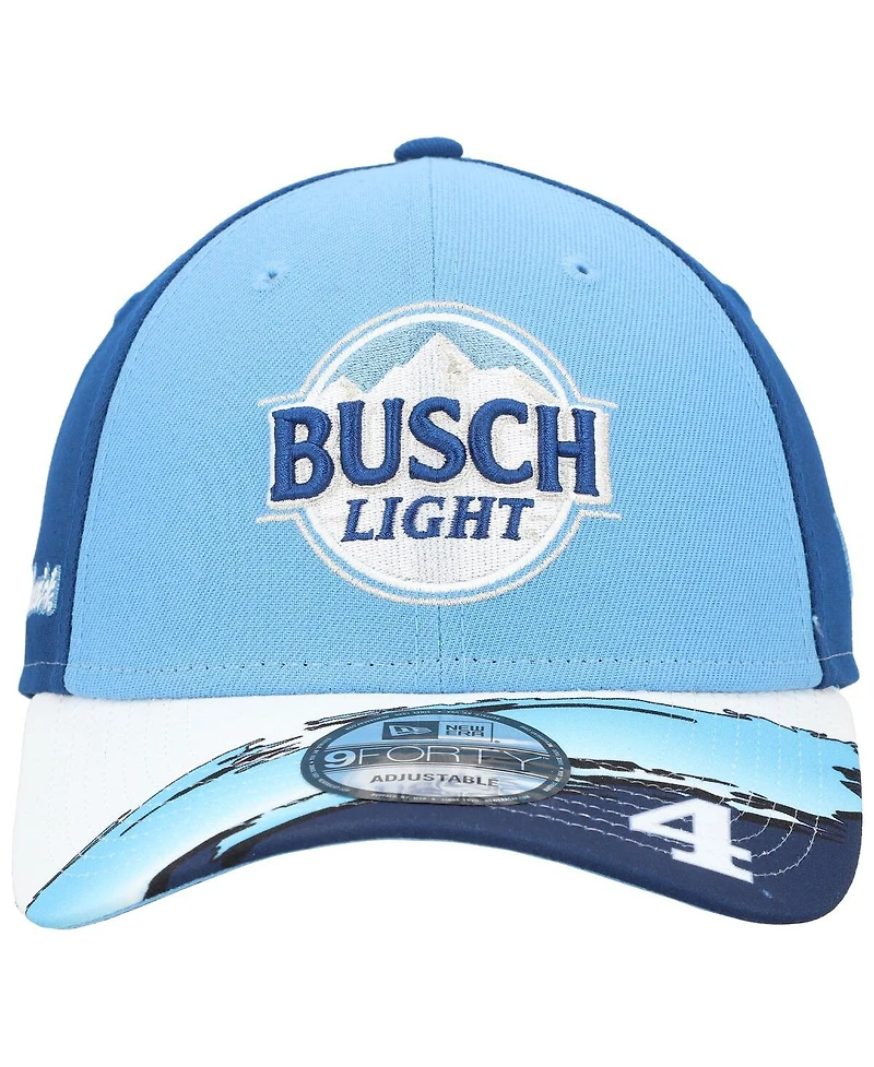Men's New Era Light Blue, Blue Kevin Harvick 9FORTY Busch Light Visor Streak Snapback Adjustable Hat
