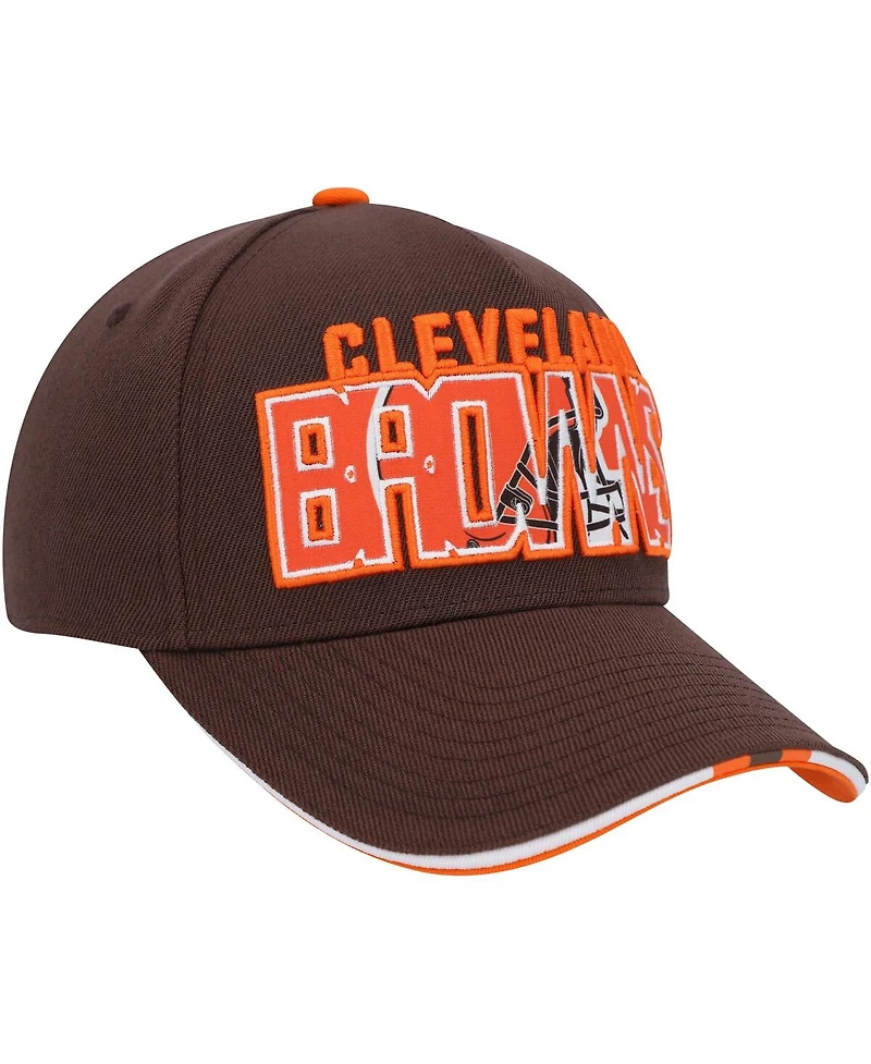 Big Boys and Girls Brown Cleveland Browns On Trend Precurved A-Frame Snapback Hat