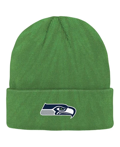 Big Boys and Girls Neon Green Seattle Seahawks Tie-Dye Cuffed Knit Hat