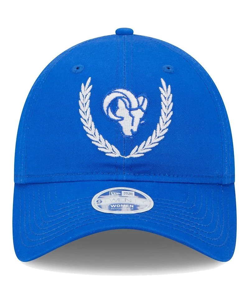 Women's New Era Royal Los Angeles Rams Leaves 9TWENTY Adjustable Hat