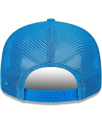 Men's New Era Powder Blue Los Angeles Chargers Stacked Trucker 9FIFTY Snapback Hat