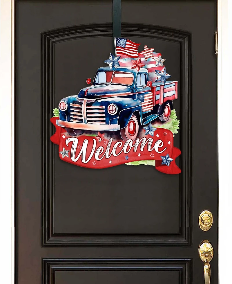 Designocracy Holiday Wooden Door Decor Welcome Sign United We Stand G. DeBrekht