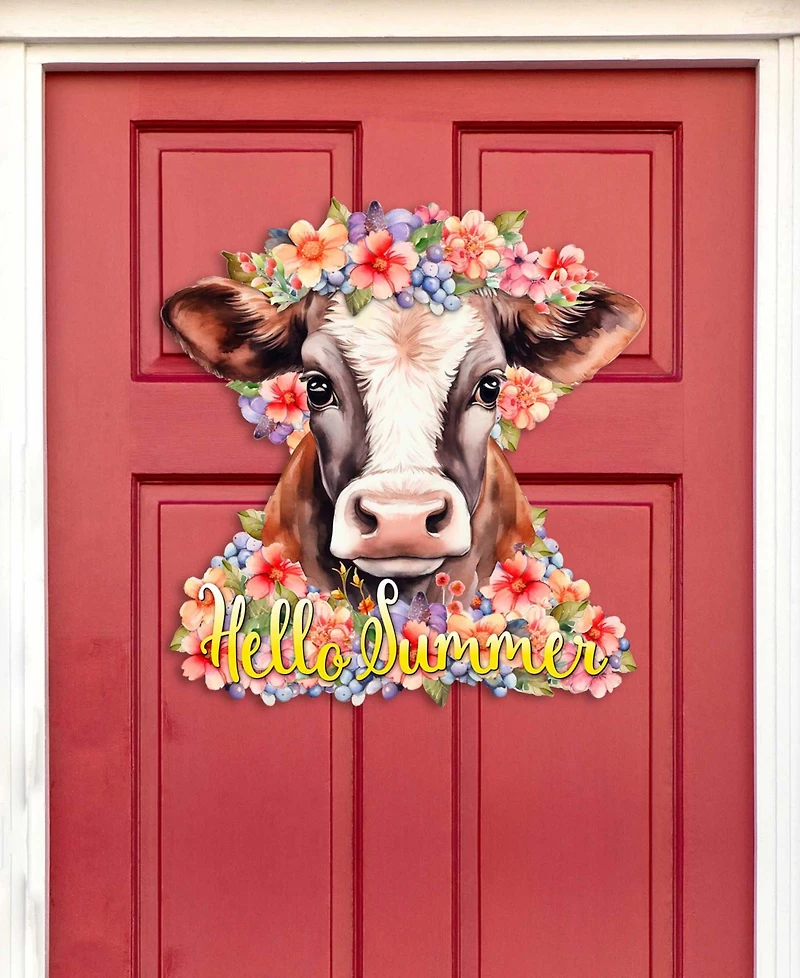 Designocracy Holiday Wood Welcome Sign Hanging Decoration Hello Summer G. DeBrekht