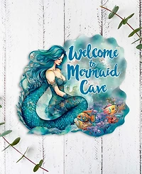 Designocracy Holiday Door Decor Wooden Welcome Sign Welcome to Mermaid Cave G. DeBrekht