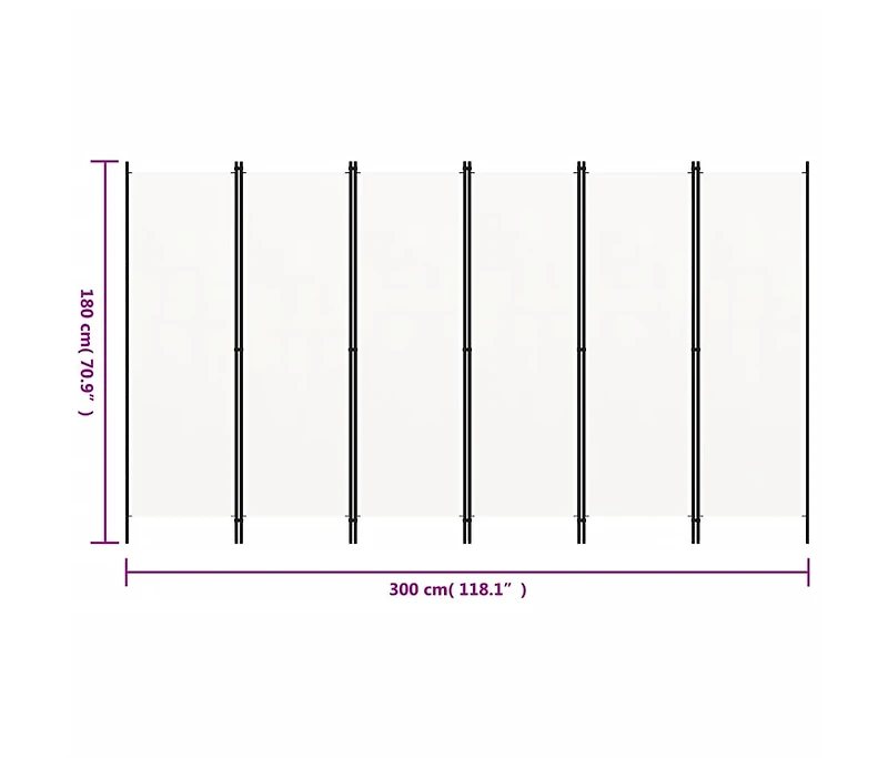 vidaXL 6-Panel Room Divider White 118.1"x70.9"